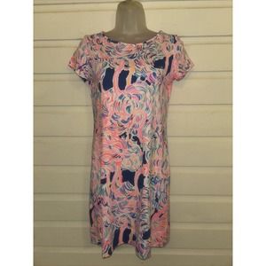 Lilly Pulitzer 100% Pima Cotton Short Sleeve Tshirt Shift Dress Size XS
